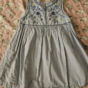 Old Navy Blue & White Striped Kids Dress